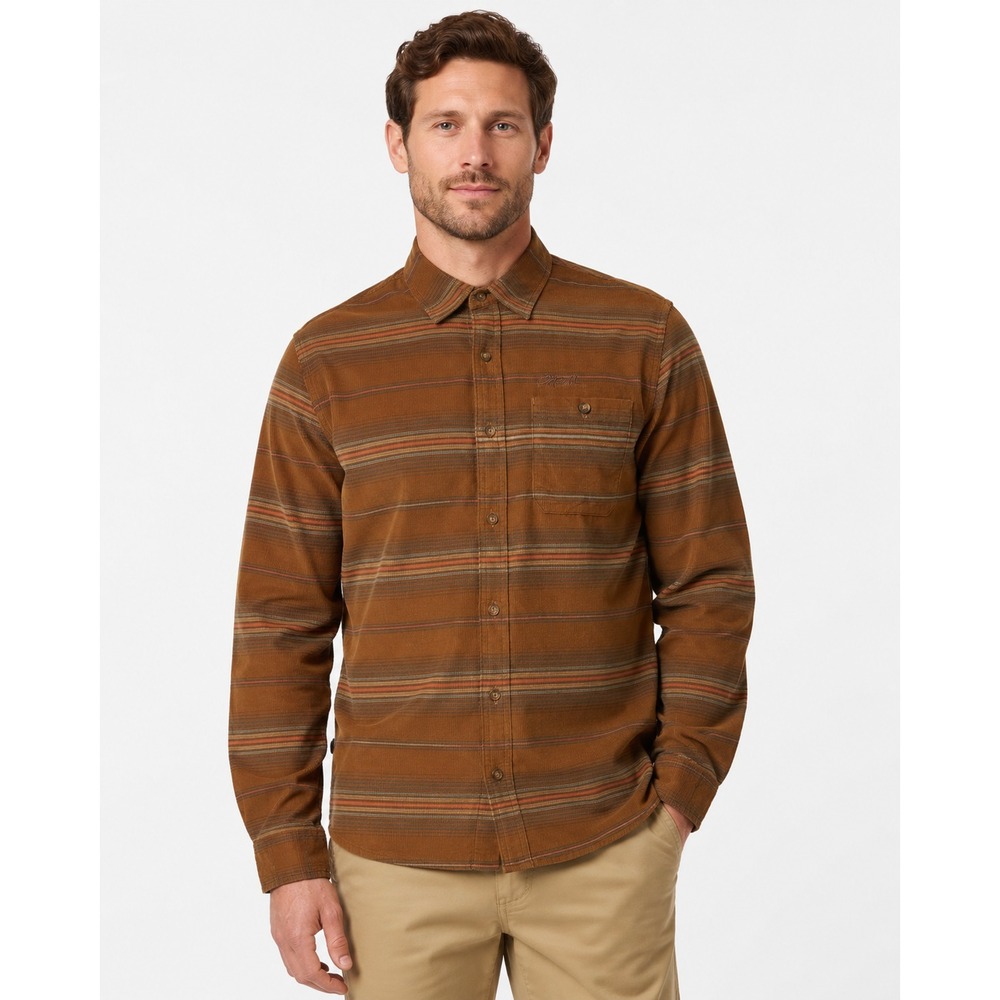 O'Neill Men's Caruso Stripe Corduroy Shirt Jacket Dachsund Brown Size L $70
